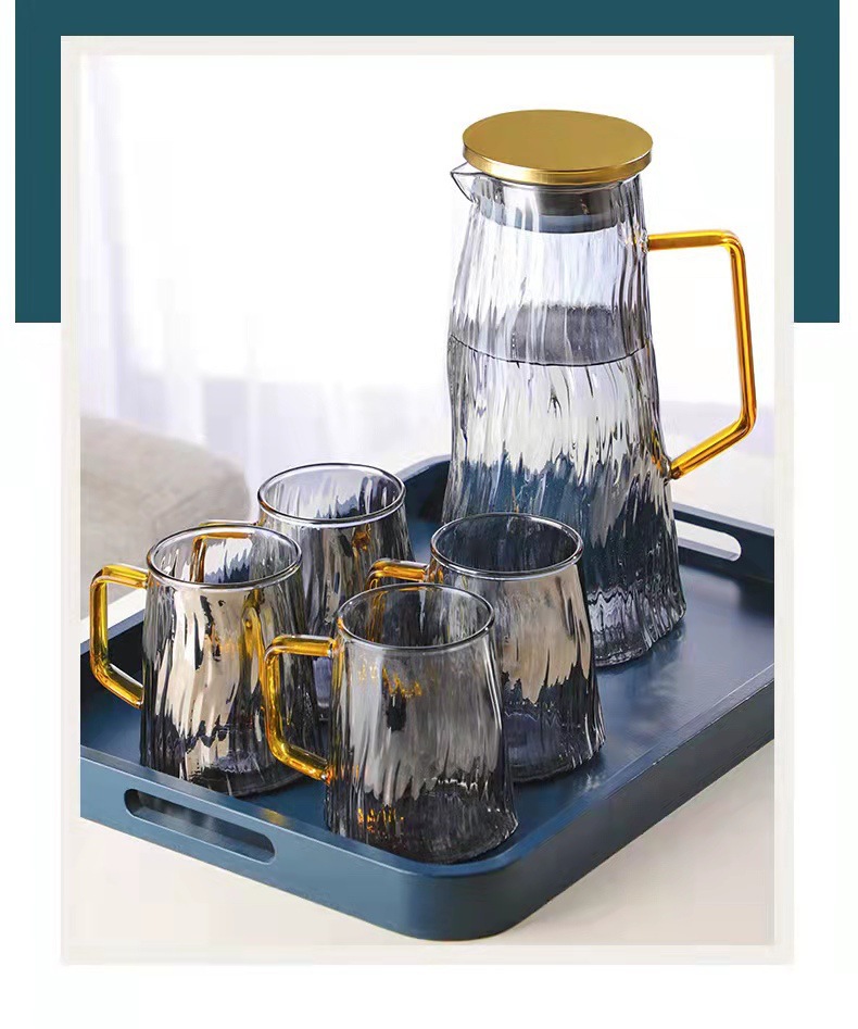 高硼硅玻璃冰川纹冷水壶大容量耐高温家用凉水壶果汁壶高级感套装详情12
