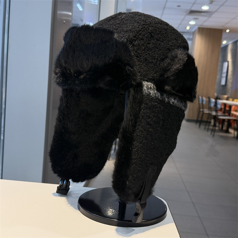 Suede fleece cap for children to make their faces look smaller in winter, protect their ears, keep warm, thickened, cycling, skiing in Northeast China, and protect against the cold, Lei Feng cap pic 5