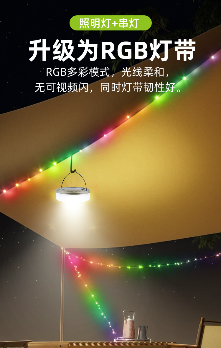 跨境新款太阳能户外照明露营灯卷尺收纳LED野营灯串帐篷应急氛围详情5