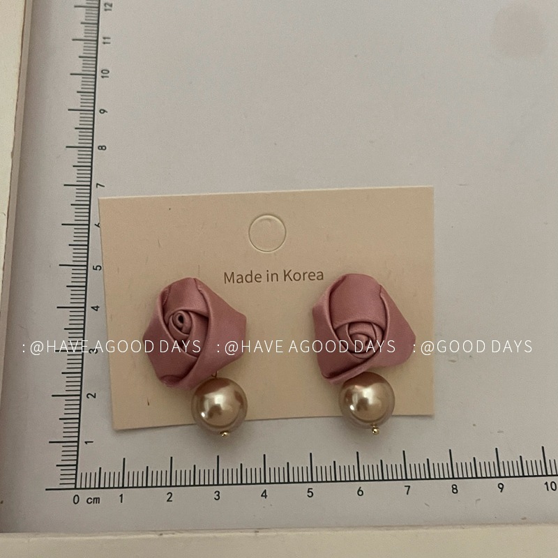 法式温柔玫瑰珍珠耳环气质高级感小众设计耳饰925银针甜美时尚女~详情2