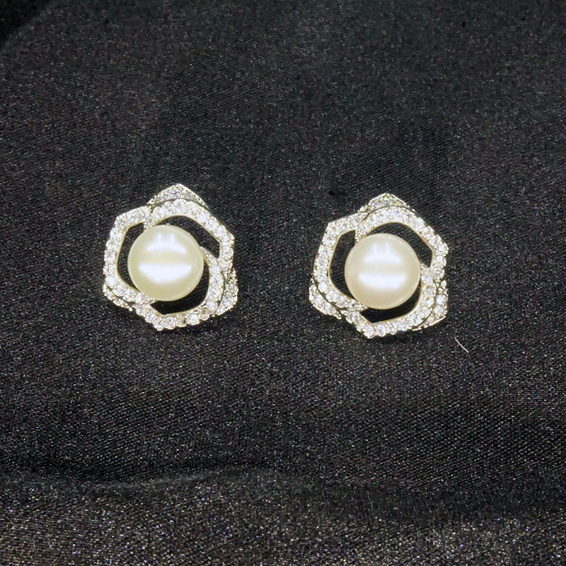 天然淡水5A珍珠耳钉微镶锆石镂空925银耳饰24年新款高级感女轻奢详情6