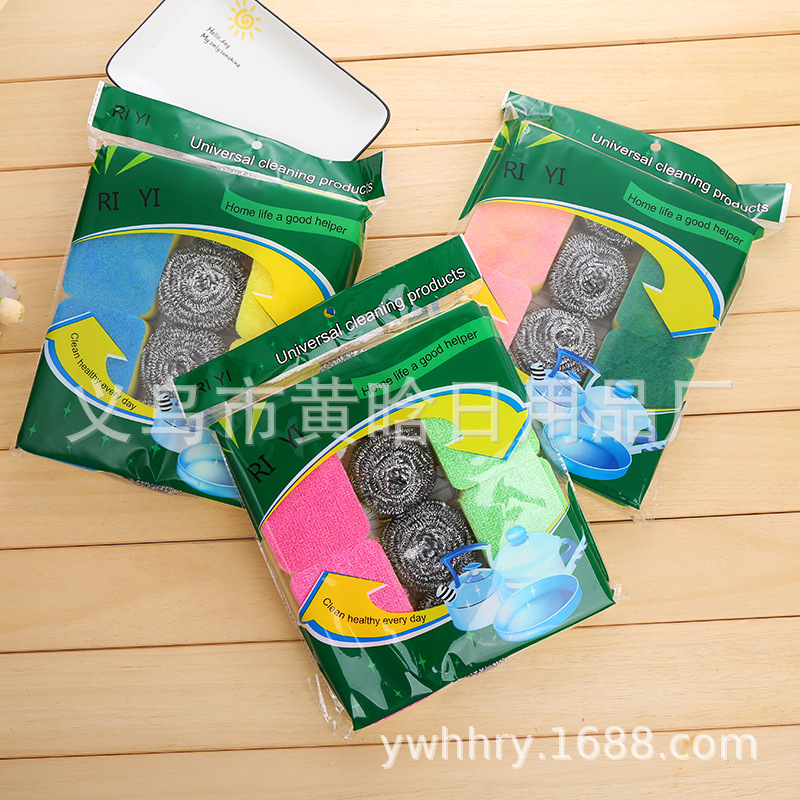 【 Chi Jia 】 Scouring Pad Sponge Kitchen Cleaning Brush Steel Wool Ball Set for Household cleaning, degreasing and decontamination of POTS pic 1
