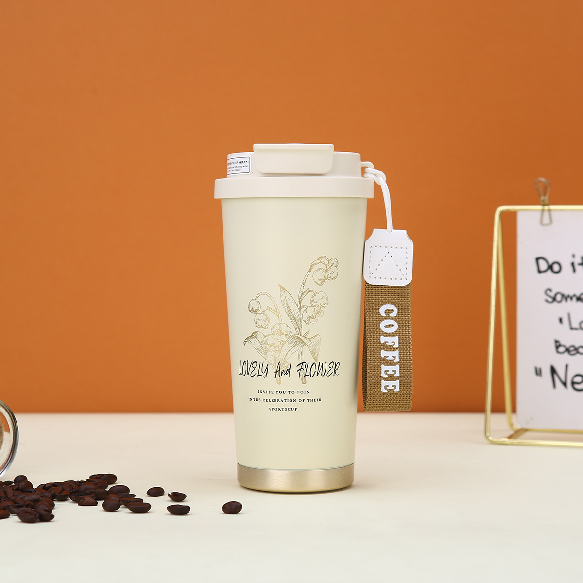 新款铃兰花316不锈钢咖啡杯陶瓷内胆保温杯大容量高颜值礼品水杯详情14