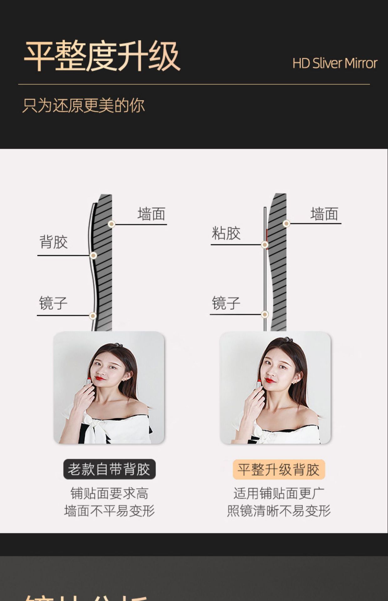 软镜子贴墙自粘亚克力全身穿衣镜家用高清墙面粘贴镜面贴纸试衣镜详情7