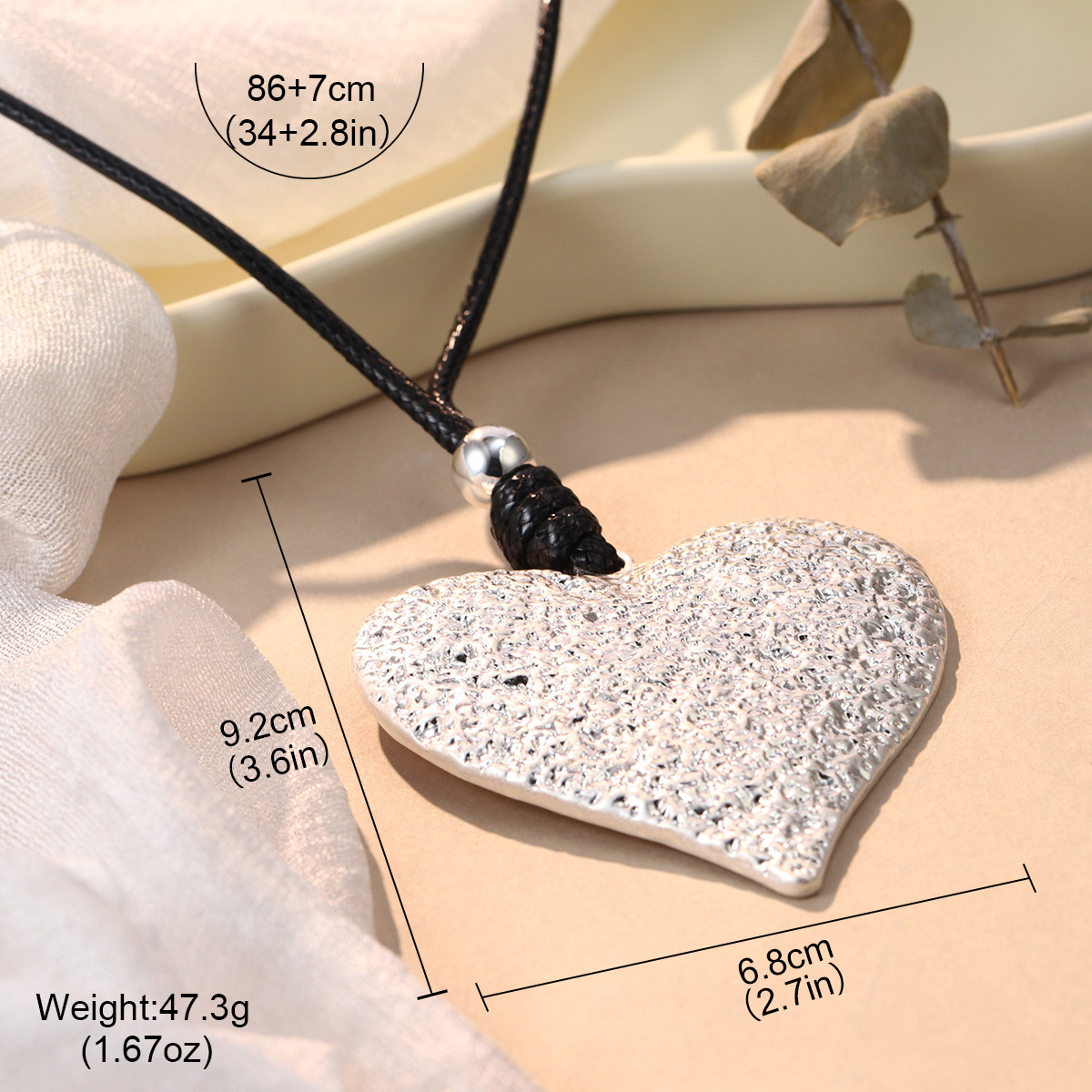 ins niche pleated heart-shaped necklace, simple and irregular pendant, fashionable sweater chain design with hands clasped together, wholesale pic 35