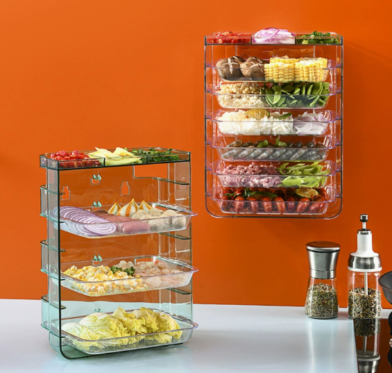 Household transparent kitchen preparation plates, multi-layer hot pot plates, household plastic trays, dinner plates, stacked tabletop preparation plates pic 3