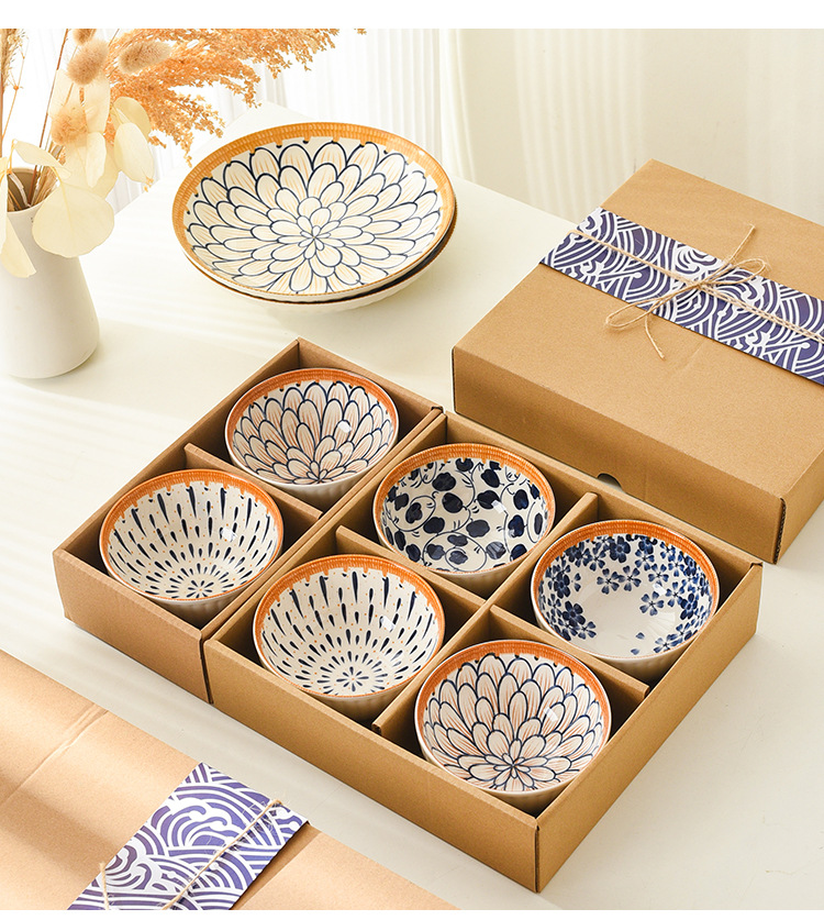 日式碗碟套装陶瓷碗盘礼盒套装釉下彩餐具天地盖碗具套装商务会销详情12