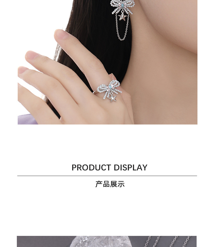 Pearl bow series personalized earrings, fashionable, sweet and cool style, exquisite and niche design, unique earrings necklace, custom-made necklace pic 12