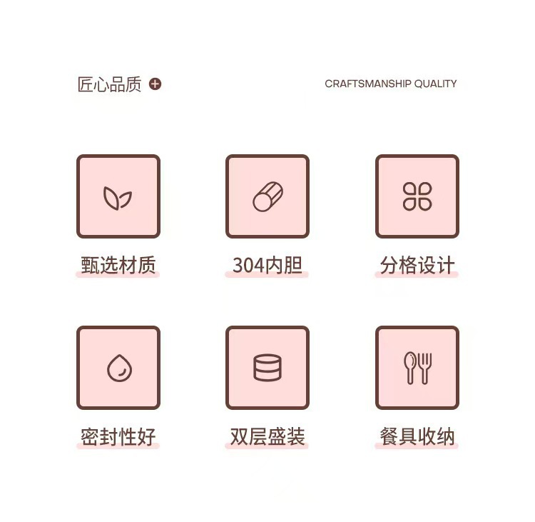学生简约PP分格饭盒上班族304不锈钢午餐便当盒便携水杯餐具套装详情9