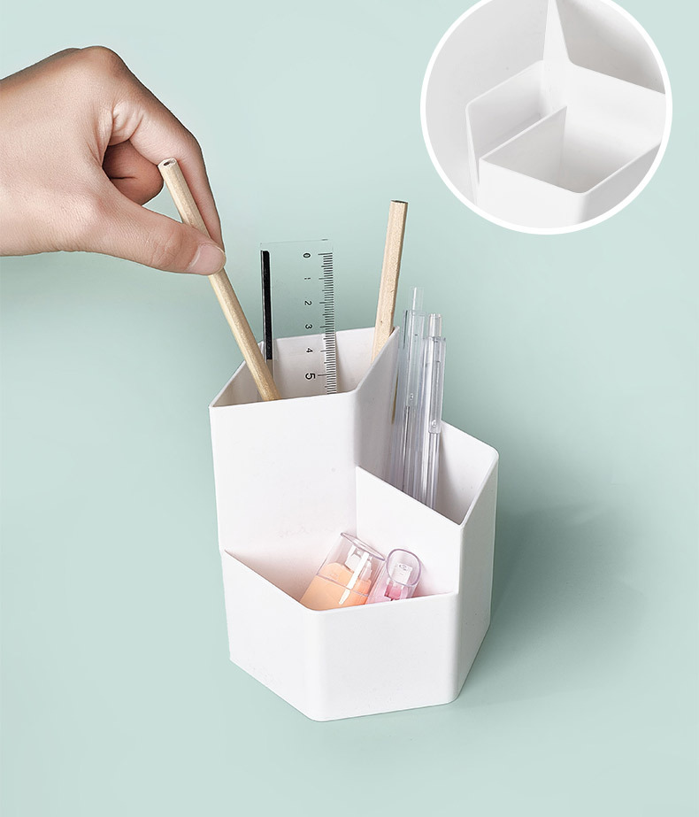 学生笔筒收纳盒塑料文具创意多功能桌面化妆刷桶收纳筒日式办公室详情6