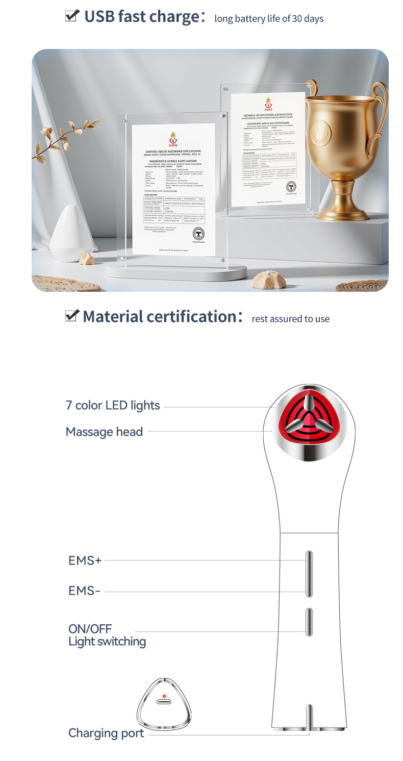 7-color Photon skin Rejuvenation Beauty Device, Handheld Facial Introduction Device, ems Microcurrent Facial Lifting, firming and Massage Device pic 12