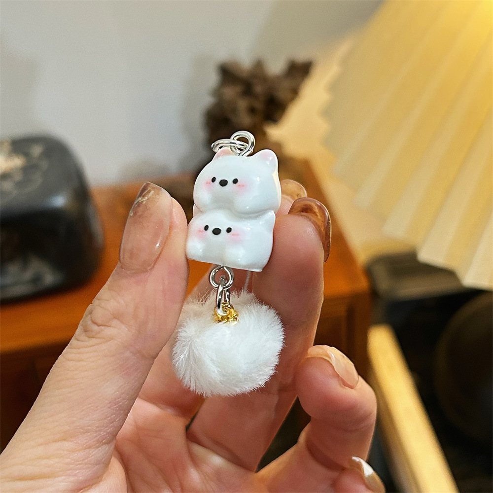 卡通甜美西高地毛球手机链少女心原创小狗钥匙扣学生书包挂饰配饰详情12