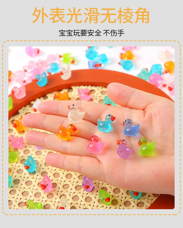 Mini glow-in-the-dark duck toy desktop car decoration miniature animal trinkets diy handmade resin pic 6