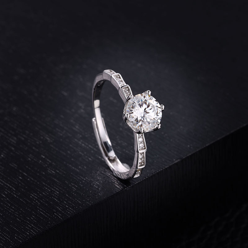 Zhuoheng Select 925 pure silver Moissanite ring wholesale, half of the market, rising steadily, open ring one carat pic 6