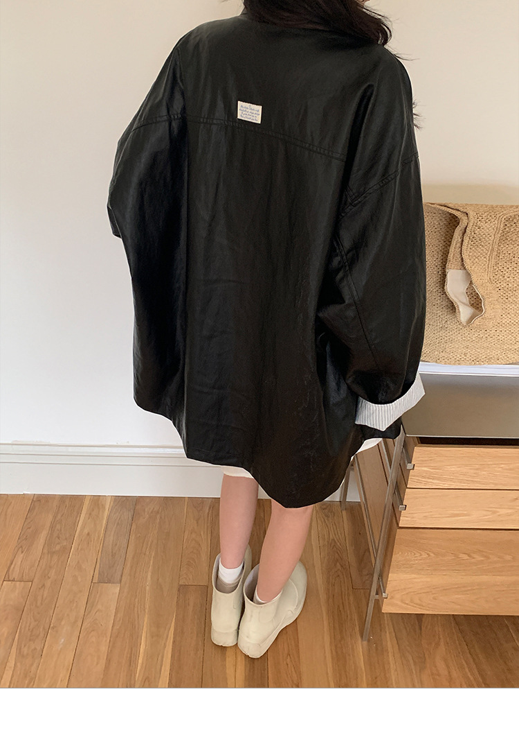MOXI十三行女装2025春季新款皮衣外套女高级感中长款PU皮夹克外套详情29