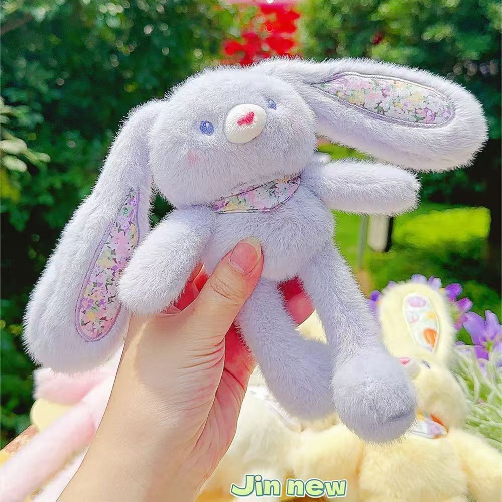 拉耳兔毛绒玩偶挂件书包钥匙扣抽拉耳朵兔子可爱伸缩详情2