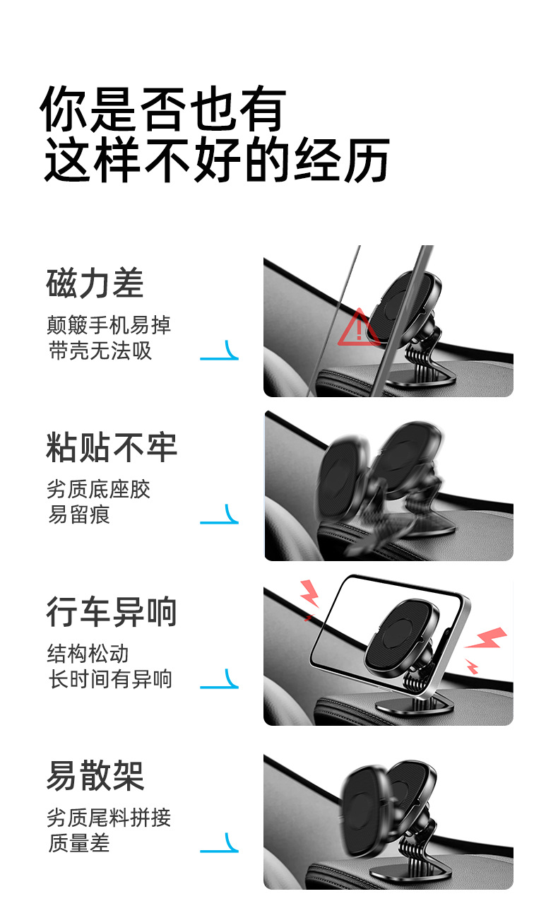 外贸热销magsafe磁吸车载手机支架 汽车导航金属折叠车载支架批发详情3