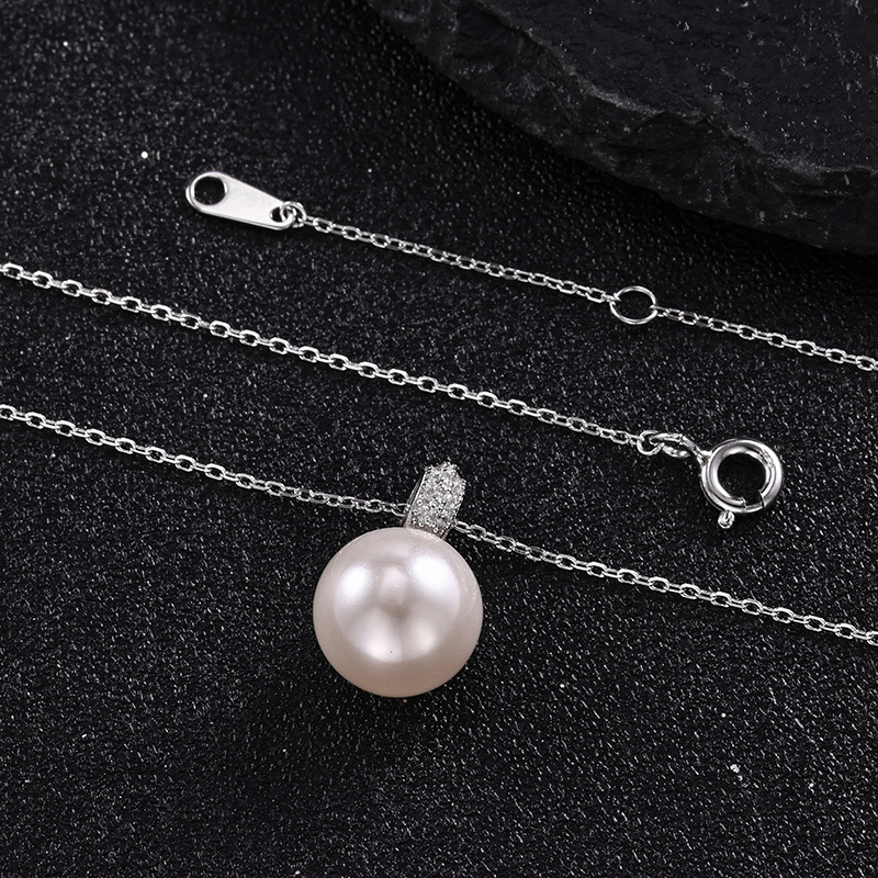 S925 All-silver Edison pearl pendant necklace, a versatile and high-end gift for women, simple and versatile, small and clear pic 21