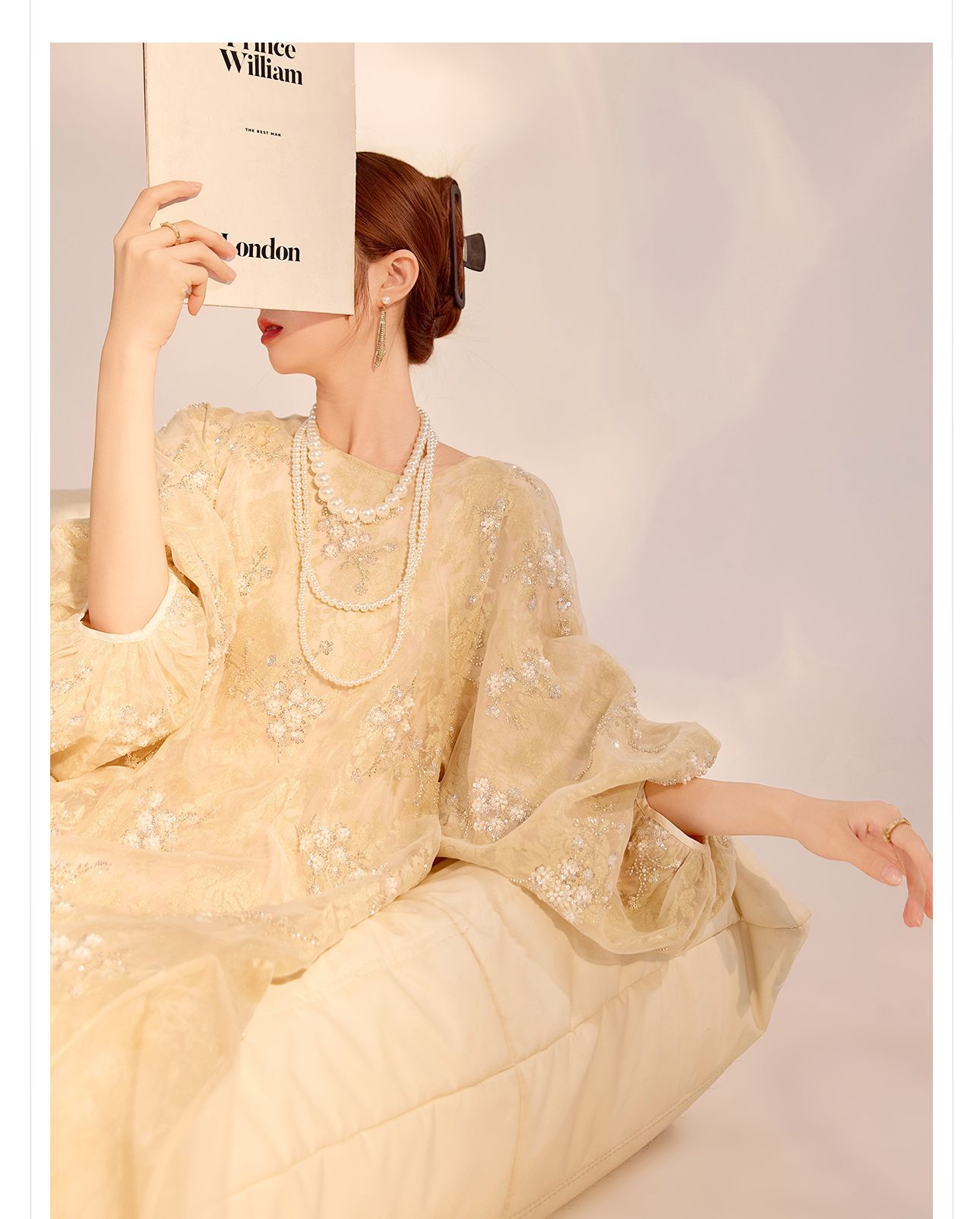New Chinese-style high-end flower beaded embroidery dress, national style 2025 light luxury design sense elegant long dress N2034 pic 5