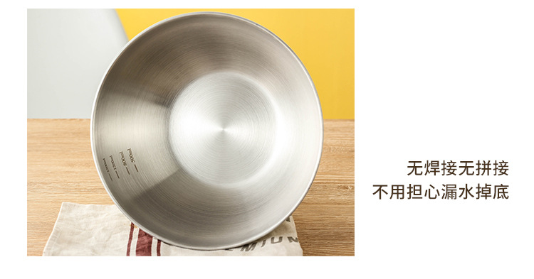 Factory direct sales of Korean-style salad bowls, stainless steel household salad bowls with scales, washbasins, baking and egg-beating cooking basins pic 16
