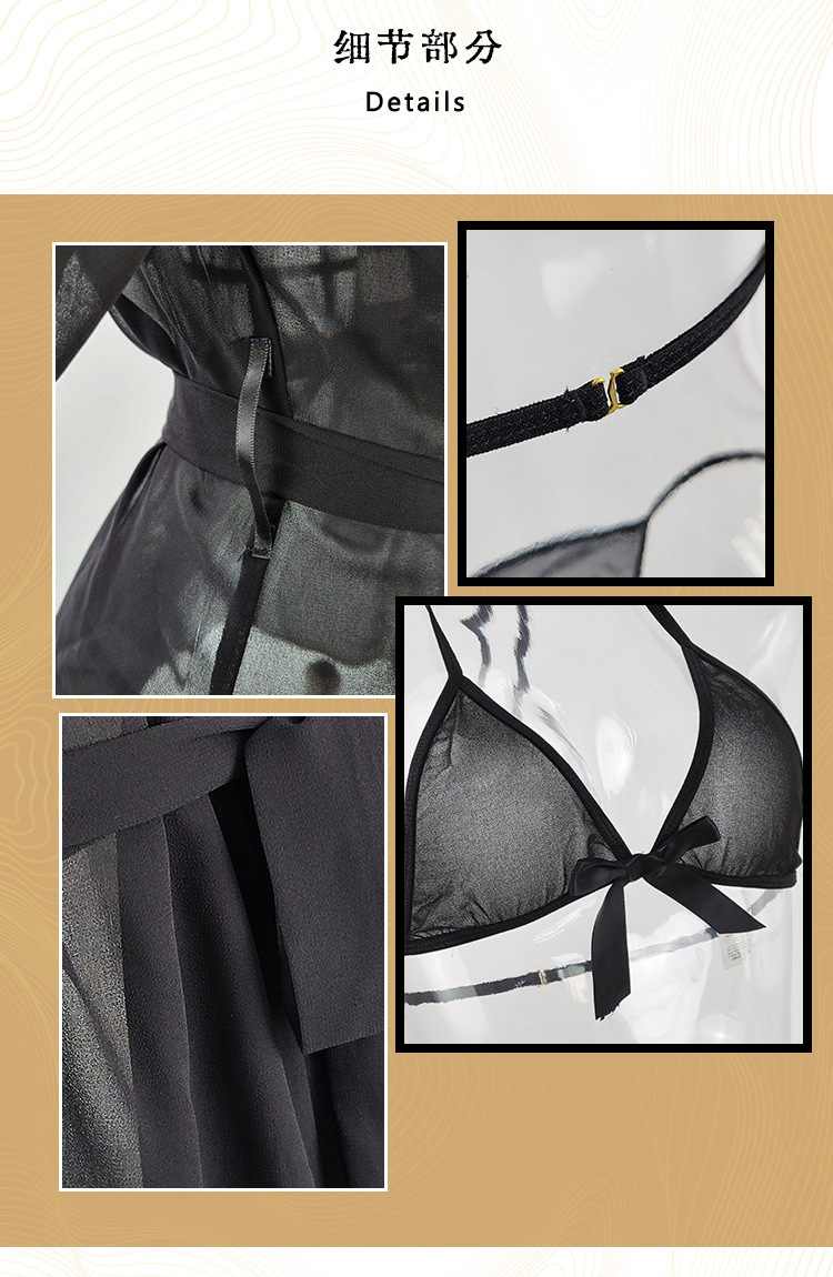 Sexy three-point underwear and outerwear two-piece set, light and transparent couple atmosphere home wear, fun pajamas 9005 pic 9