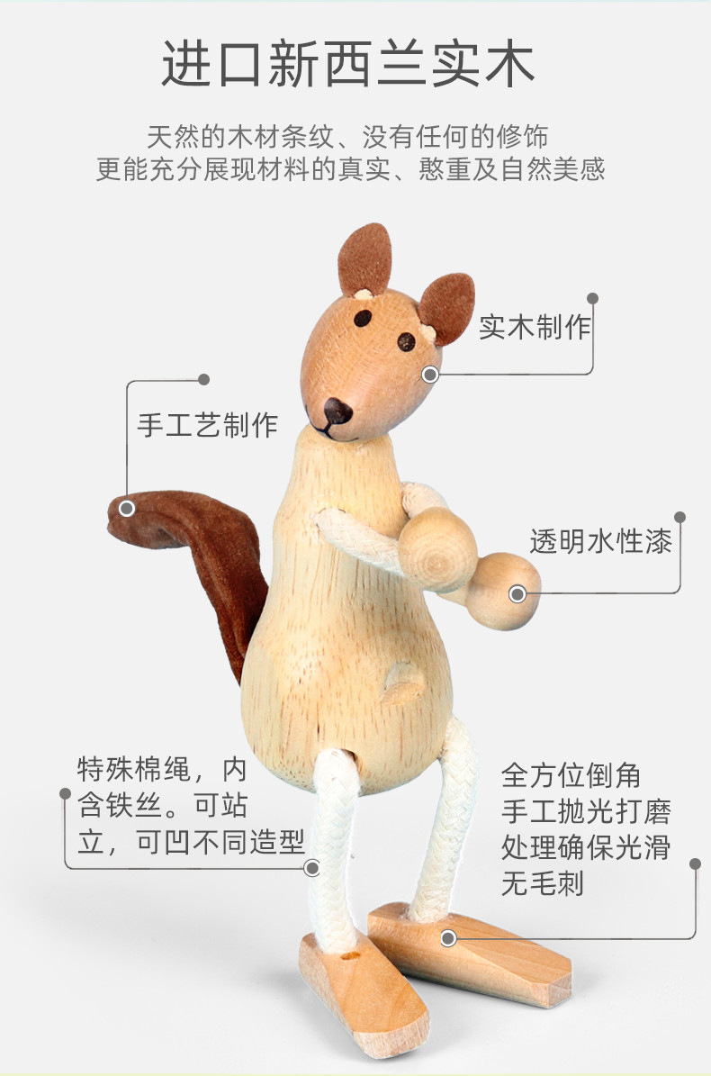 Wooden zoo jungle wild dolls, kindergarten students, natural farm cognitive simulation toys, decorative ornaments pic 5