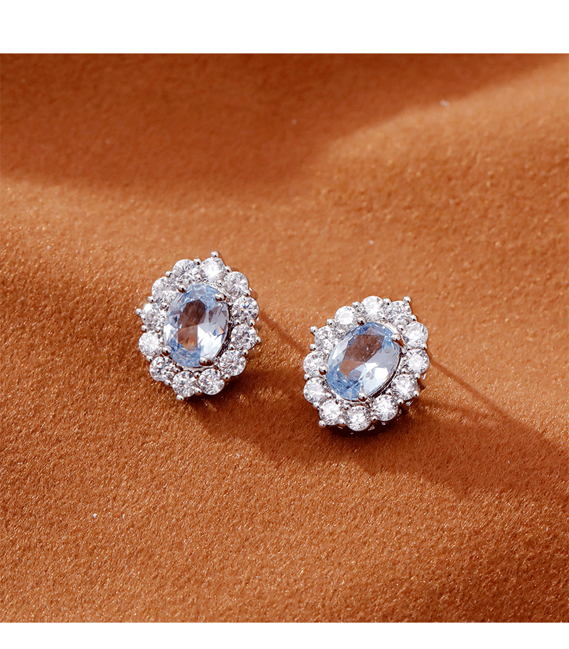 Hyacinth ligero extravagancia superflash oval azul claro zirconitas pendientes delicados pequeños pendientes de viento fragante 2025 tik yin boom earpieces pic 6
