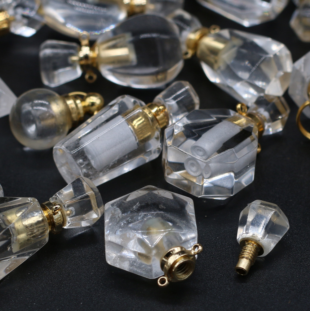 Exquisite natural semi-precious stone perfume bottles, white crystal, various shapes, DIY accessories, fashionable and exquisite wholesale production pic 39