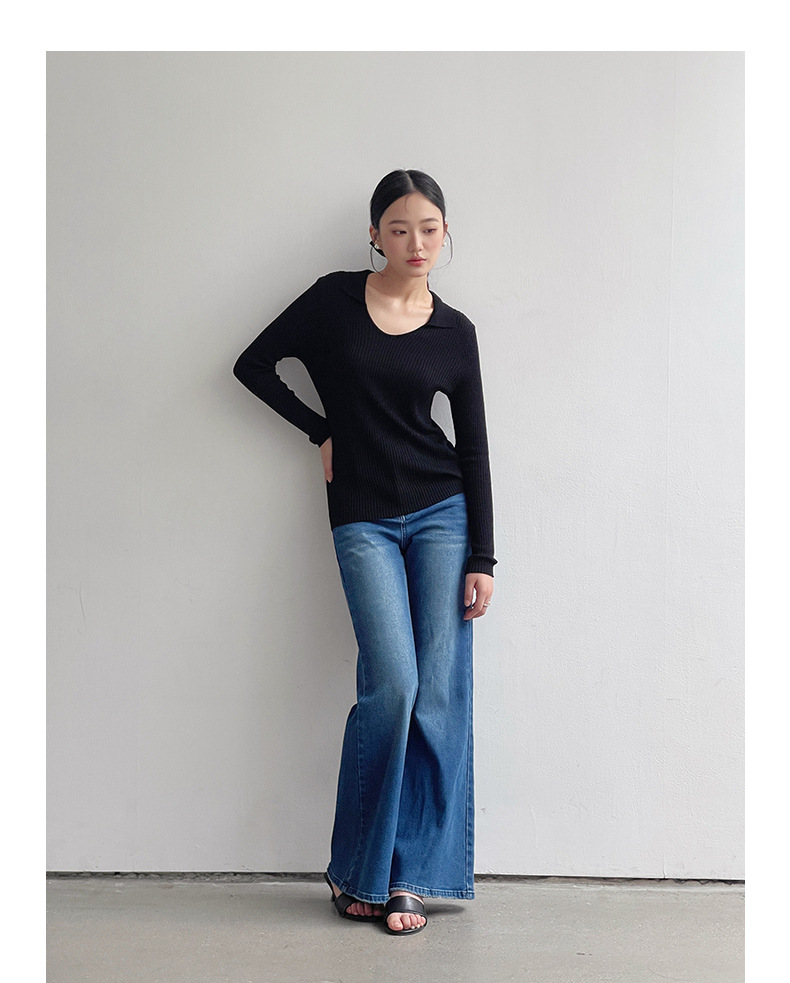 【90s Retro Horn 】 Ge Ming High-waisted slightly flared jeans for Women 2025 Spring New floor-length Pants R155H pic 16