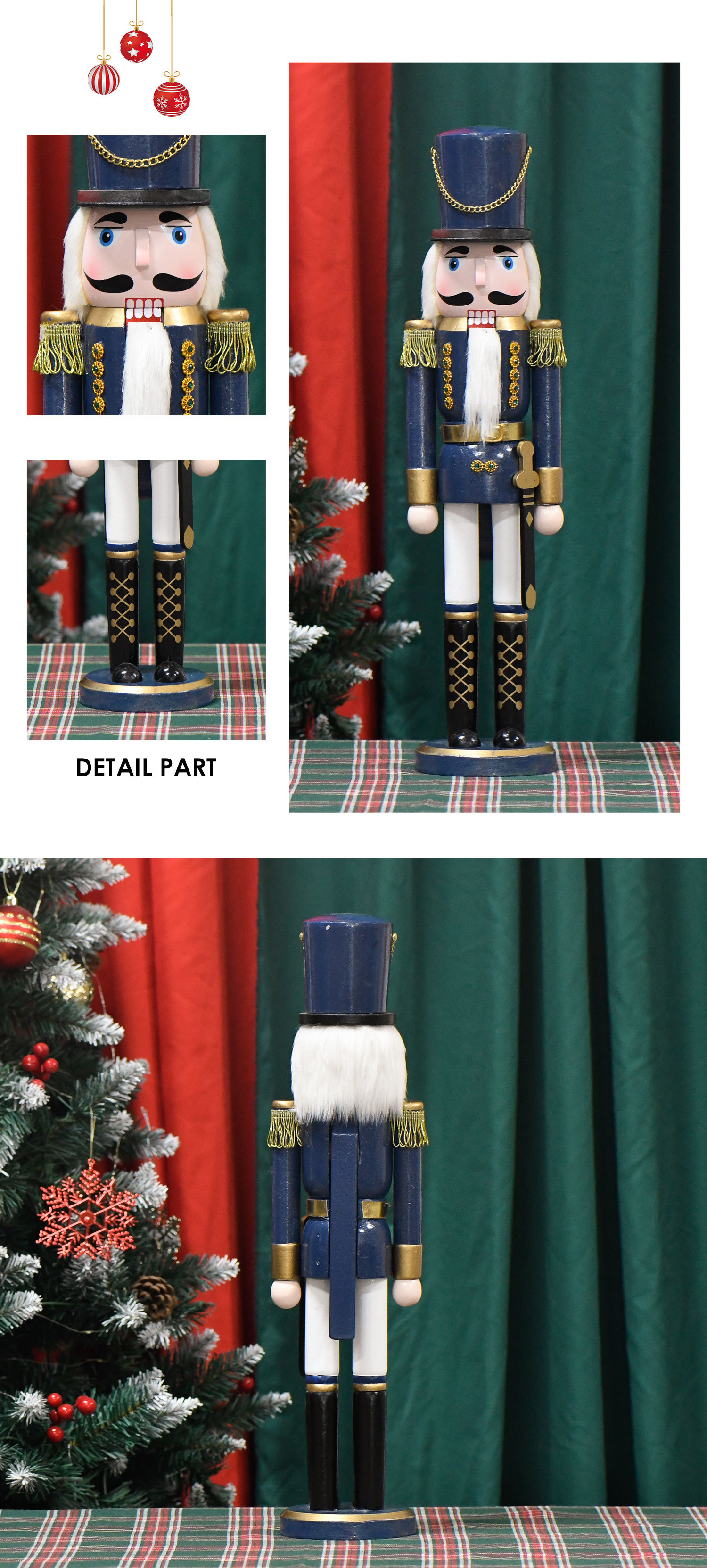 A new creative hand-painted 50CM blue body with white feet, knife and nutcracker Christmas decoration is available on 20inch pic 3