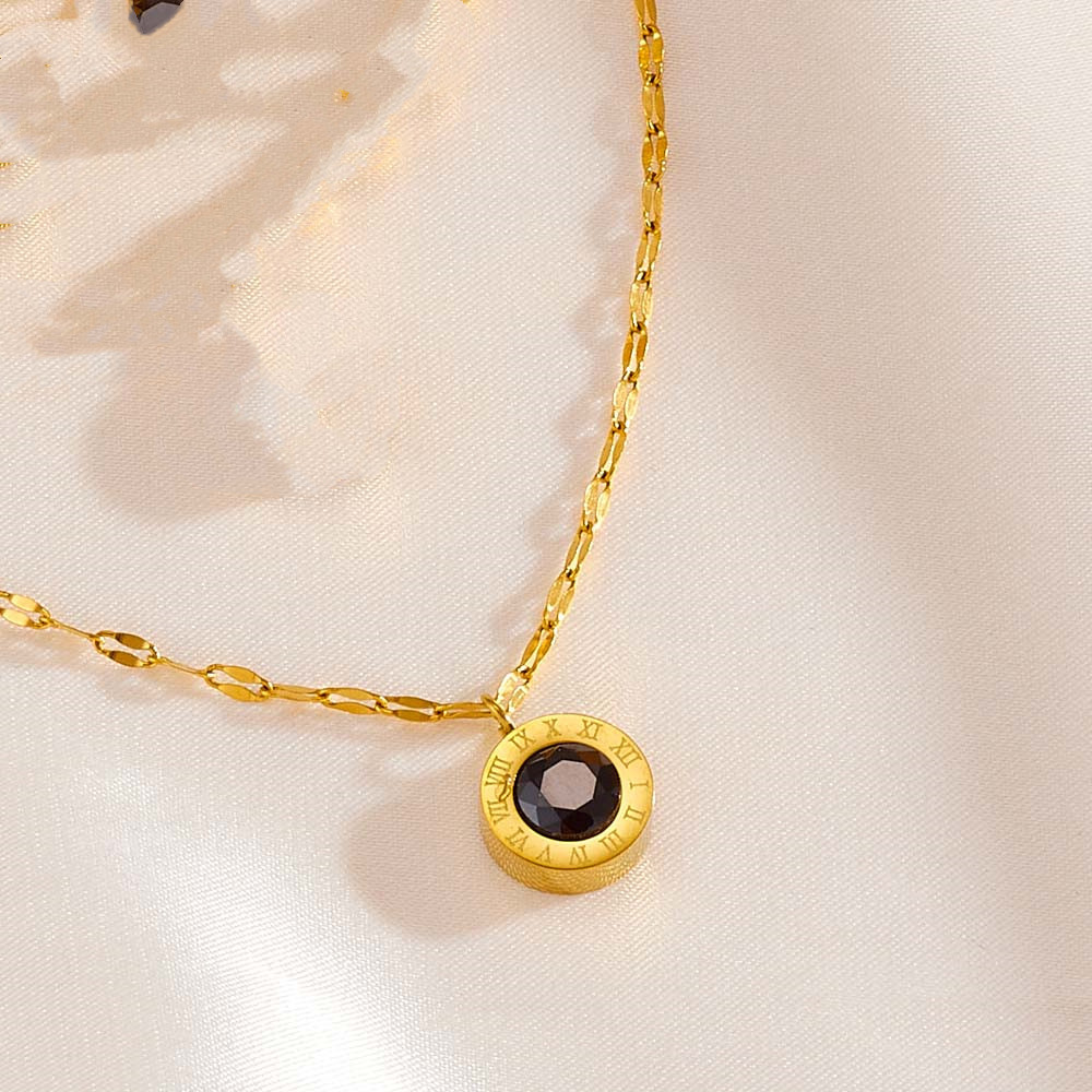 跨境时尚罗马套装不锈钢保色项链手链耳扣简约钛钢不掉色罗马首饰套装详情18