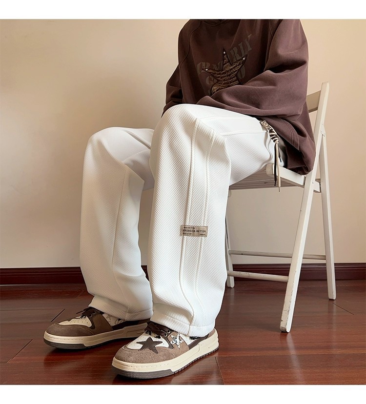 潮牌休闲裤子男宽松春秋新款抽绳运动裤青少年学生高级感卫裤长裤详情9