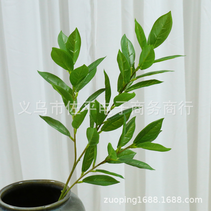 3叉柠檬叶发财树招财叶仿真树枝绿色叶子家居客厅插花装饰摆件详情6