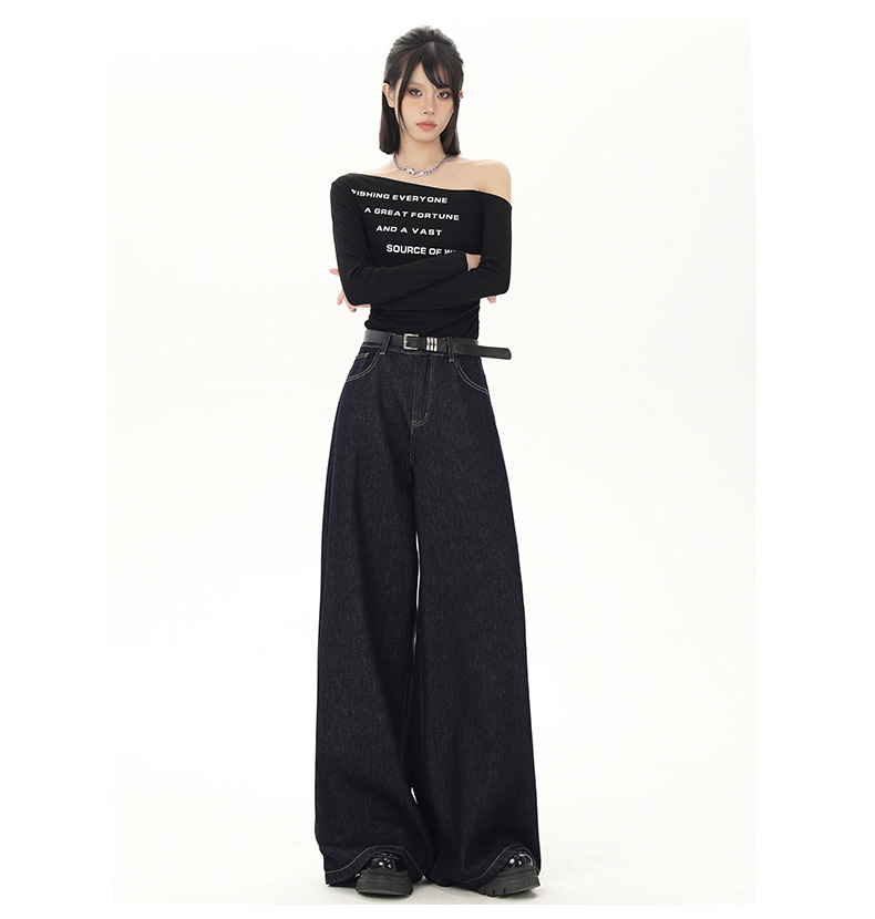 Low-waisted wide-leg natural-color jeans for women 2025 autumn/winter new style American retro drape and laid-back straight-leg casual trousers pic 12