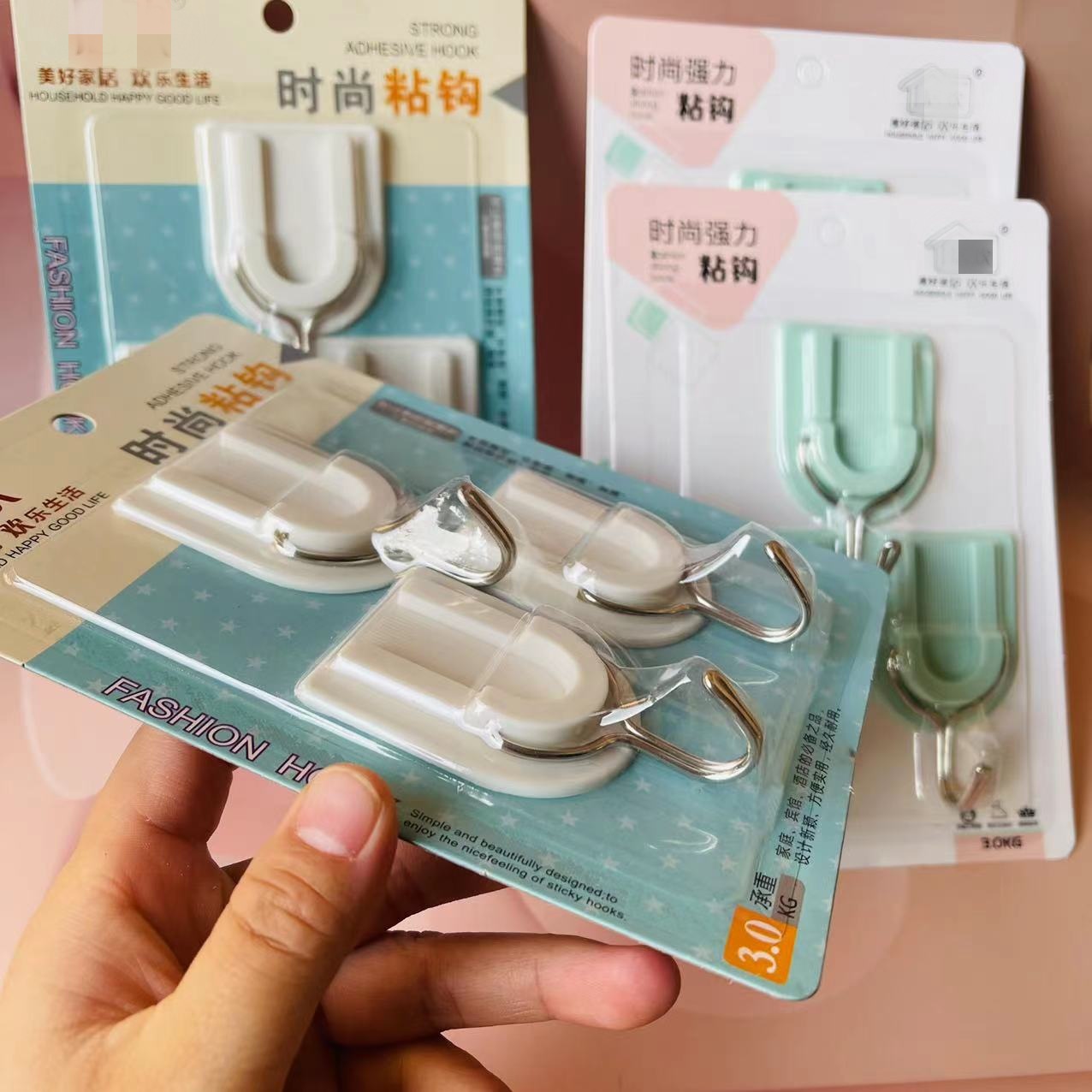 【2-6区】6103粘钩200/箱6103粘钩白灰墙墙上家用浴室塑料勾办公简约挂钩2元货源详情5