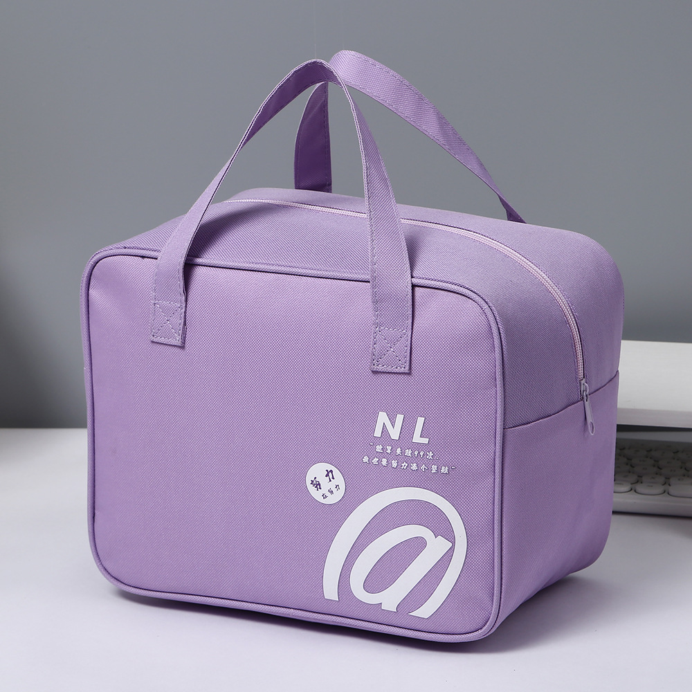 Student party large-capacity fashionable hand-held insulated aluminum foil bento bag, Oxford cloth bag with rice, office worker lunch box bag pic 3