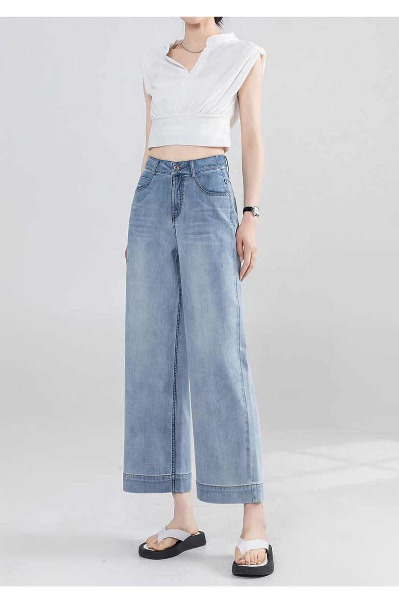 定制加工九分直筒牛仔裤女夏季新款高腰宽松显瘦裤子小个子阔腿裤详情16