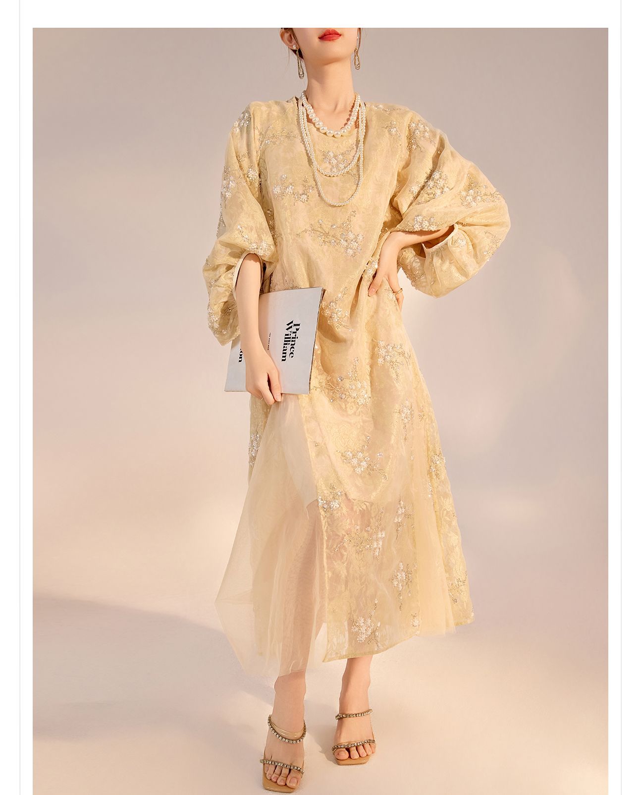 New Chinese-style high-end flower beaded embroidery dress, national style 2025 light luxury design sense elegant long dress N2034 pic 17