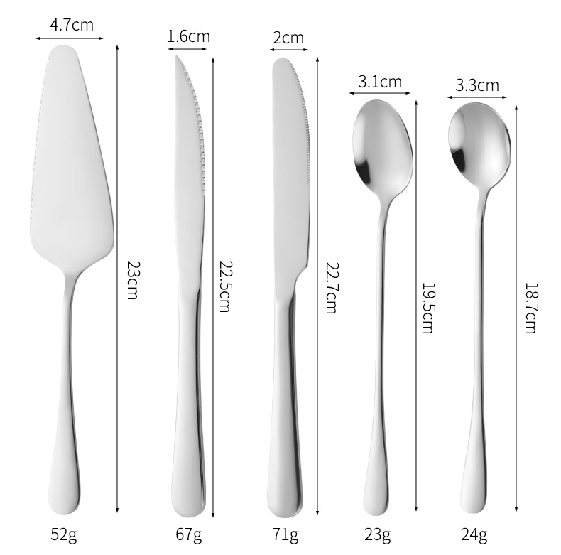 不锈钢勺子家用吃饭汤勺长柄甜品圆尖勺酒店1010西餐具牛排刀叉勺详情9