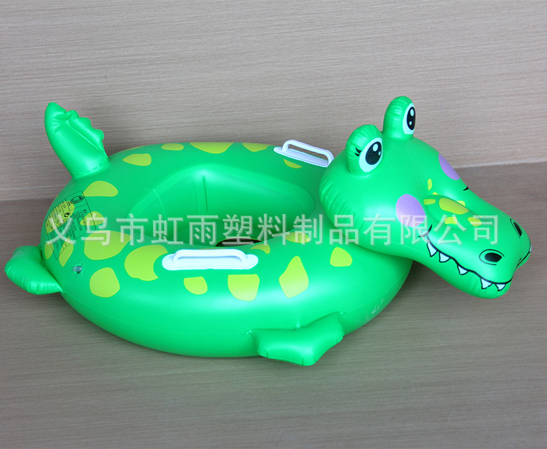 新品加厚鳄鱼儿童游泳圈卡通动物造型PVC充气游坐圈适合户外游泳安全防滑详情9