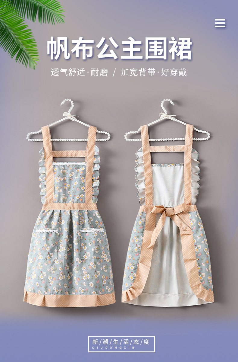 围裙女夏季防水家用厨房做饭帆布围裙餐饮工作服广告围裙批发围腰详情2