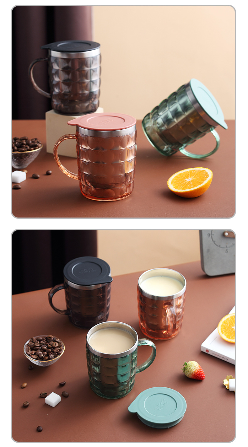 Vintage 304 taza de acero inoxidable taza de agua con mango para el hogar oficina té taza de café antiplanchado con tapa pic 14