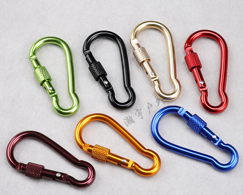 6号葫芦型带锁登山扣户外铝合金背包彩色快挂扣迷你多功能弹簧钩详情8