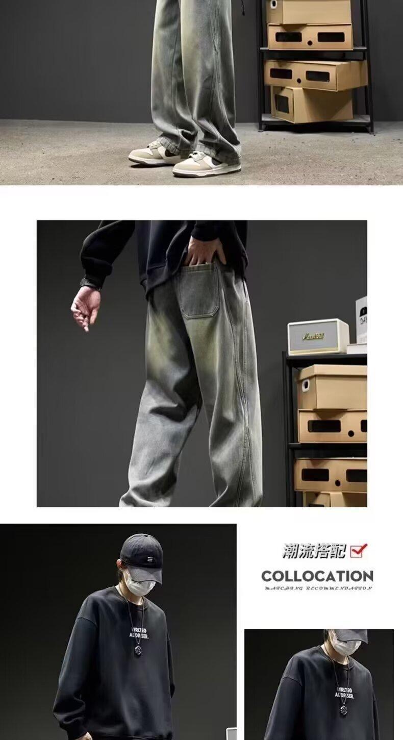 High street fashion brand straight-leg pants for spring and autumn, American vibe pants, loose casual long pants, three-bar jeans for boys pic 10