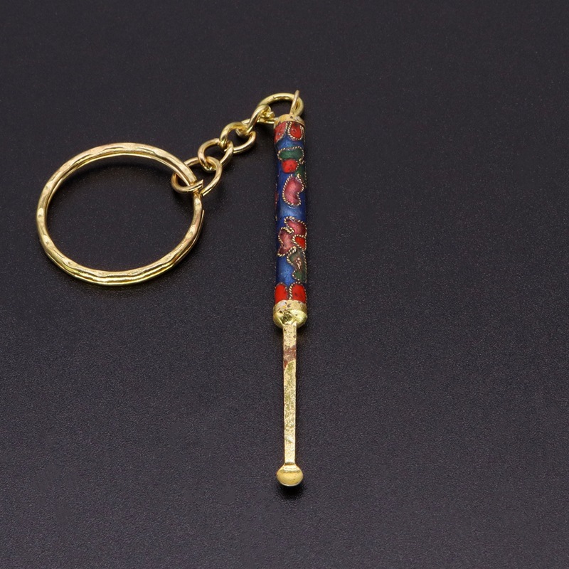 Beijing Cloisonne vintage collection, cloisonne filigree silver blue keychain, pendant ear scoop pic 8