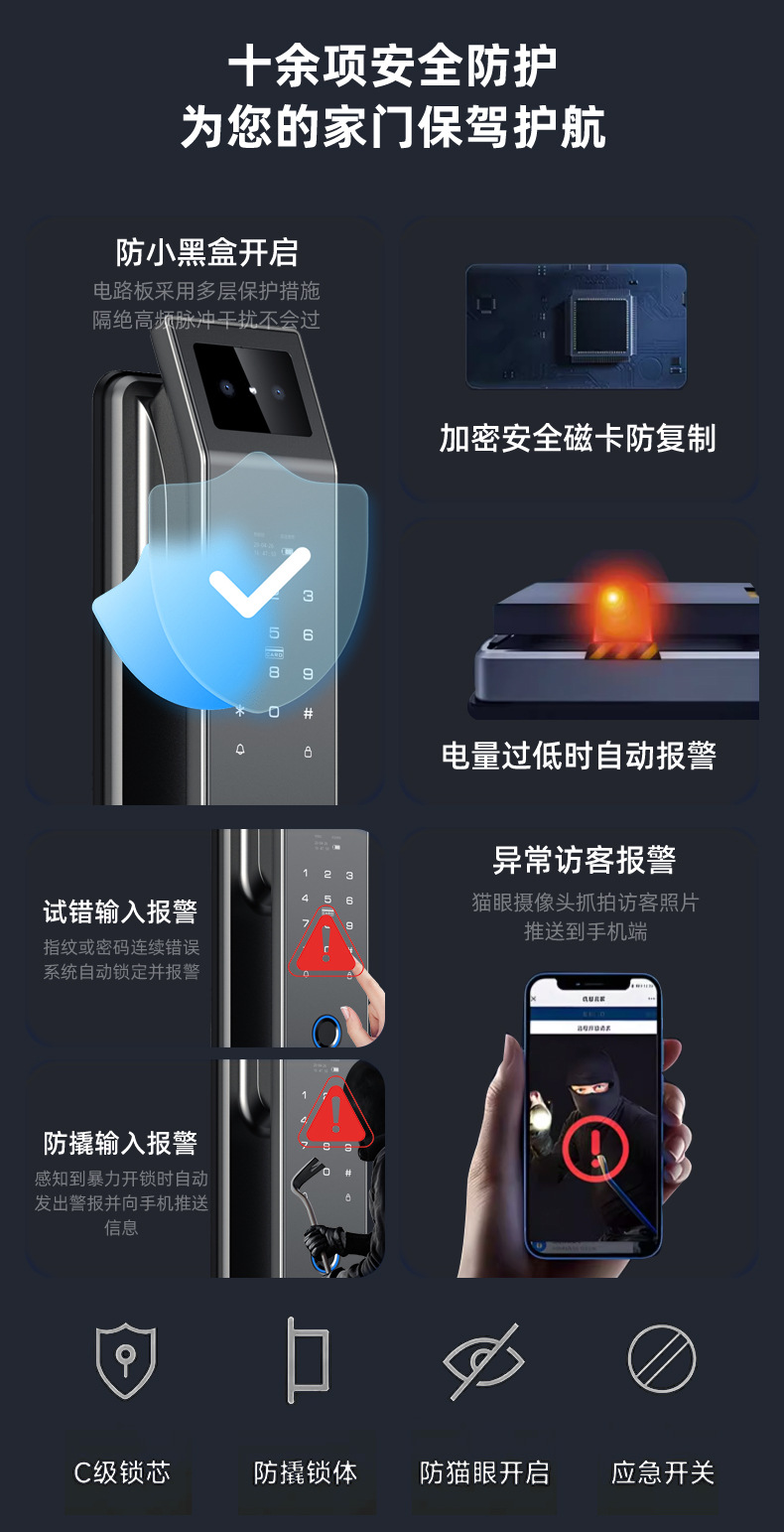 Fully automatic fingerprint lock, facial recognition smart door lock, entrance door, household security door, smart lock source factory pic 17