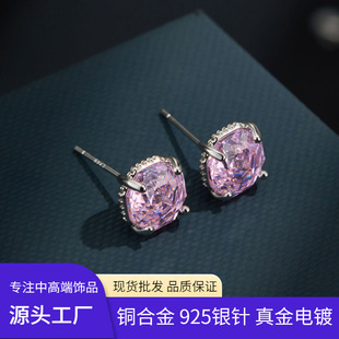 源头工厂轻奢海蓝玫瑰切耳钉铜合金s925银针高级感经典通勤女耳饰详情1