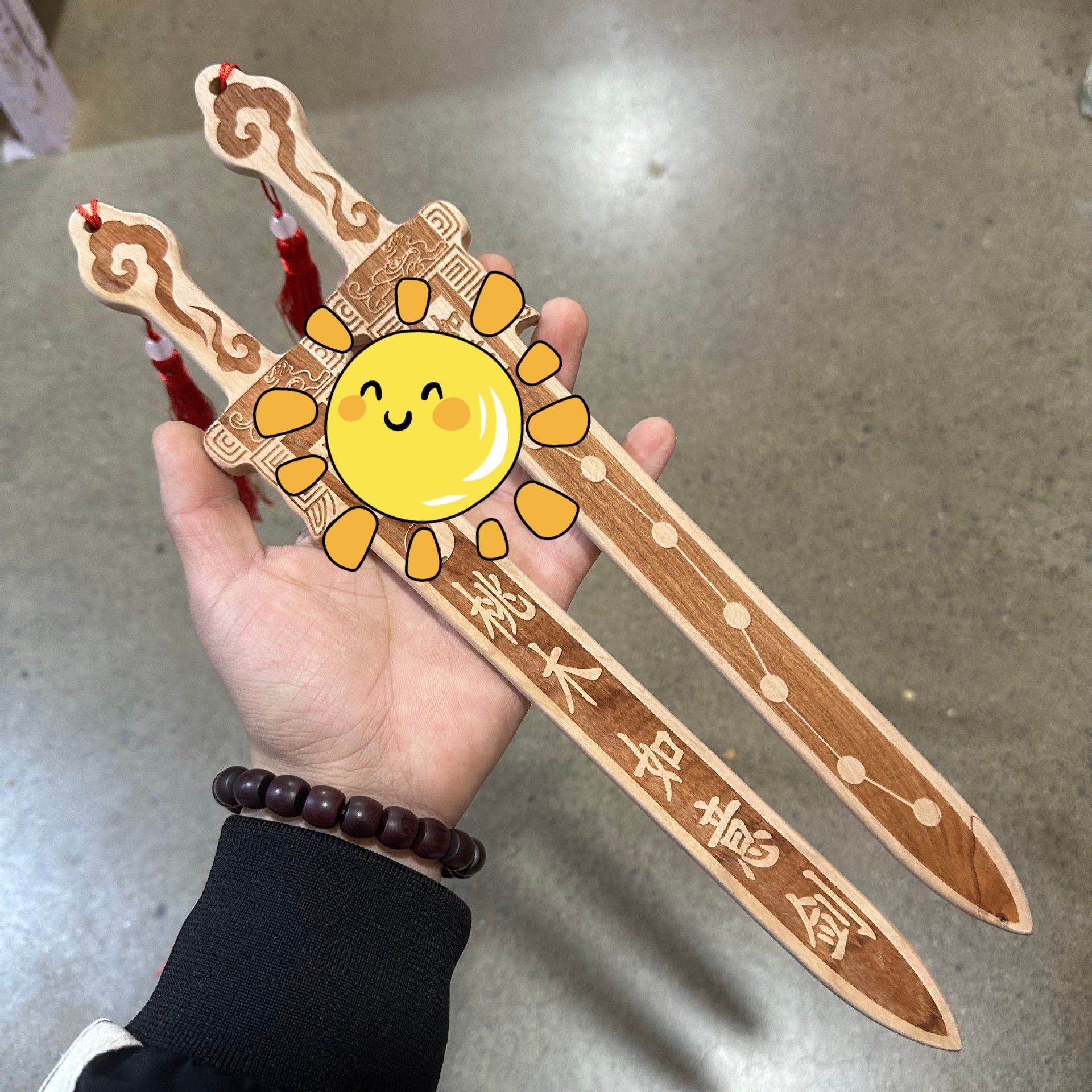 桃木剑原色一体剑雕刻桃木斧挂件小号宝剑儿童玩具工艺桃木剑批发详情41