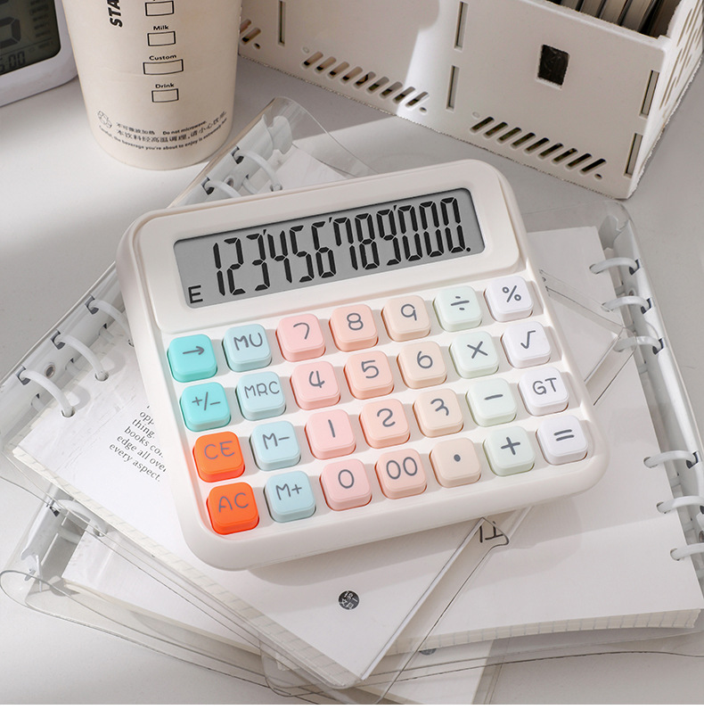 12位彩色渐变方糖宽屏桌面计算器高颜值静音办公计算机厂家批发详情16