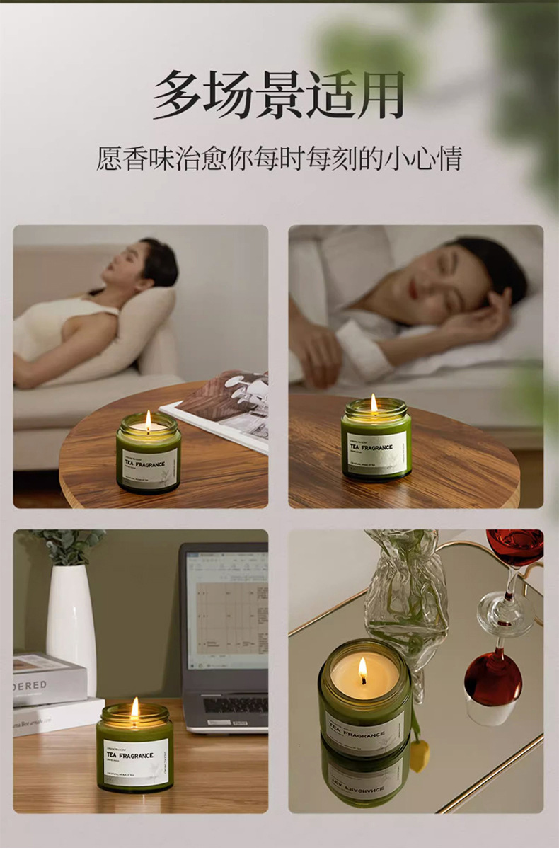 Wholesale of Mussel Green cup scented candles, soy wax scented candle cups, creative and niche gifts for home indoor aromatherapy pic 13